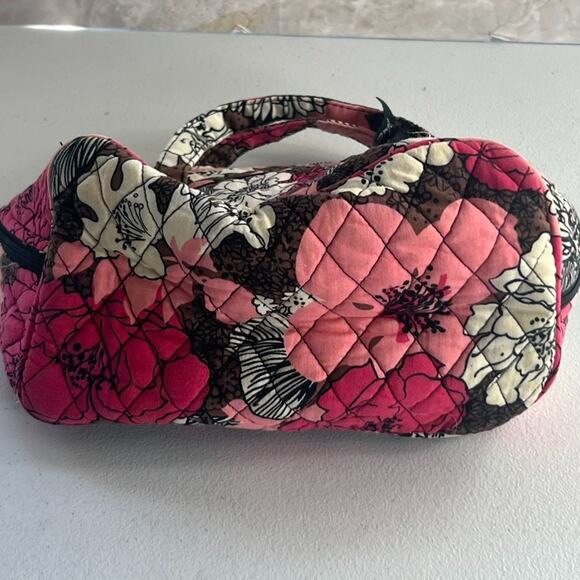 Vera Bradley Cosmetic Makeup Travel Bag Mocha Rouge Quilted Cotton Floral - Picture 15 of 16